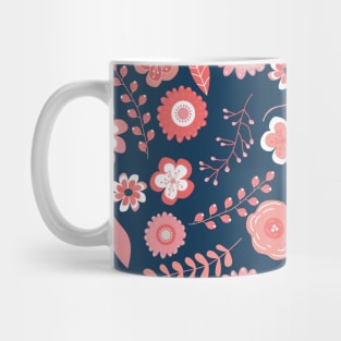 Blue Pink Pastel Color Flower Pattern Mug